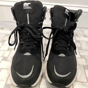 Sorel Black and White Lace Up Boots